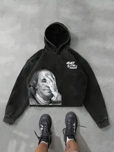 Men's Loose Fit Graphic Print Hoodie, Casual Long Sleeve Sweatshirt for Spring & Fall, Fashionable Daily Wear Top, All Seasons