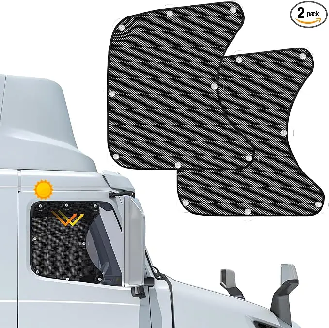 2PCS Semi-Truck Side Sunshades, 23.6x21.6in Foldable Anti-UV Magnetic Sunshades, Car RV Exterior Accessories for All Seasons