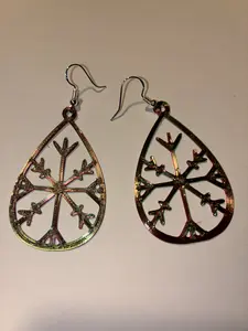 3-D Printed Teardrop Snowflake Earrings Hypoallergenic Hooks for Sensitive Ears