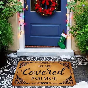 Doormat Featuring Psalm 91 with an Anti-Slip Backing - Designed with The Phrase 'We Are Covered', Suitable for Outdoor Halloween Decor, Ideal for Indoor Entrances Or Bedroom Decoration, Decorative And Durable Mat
