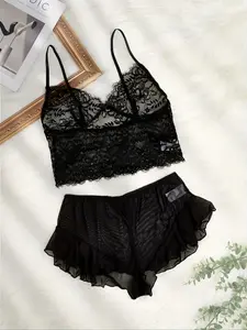 Women's Sexy Lace Mesh Lingerie Set, Underwear, Full Coverage Design, All-Season Wear, Perfect for Any Occasion