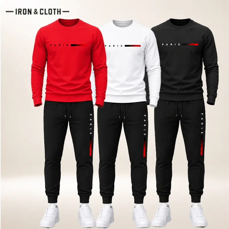 Men 2 Piece Sets, Long Sleeve Crew Neck Sweatshirt and Drawstring Jogger Pants Outfit with Modern Letter Print, Comfortable, Relaxed-Fit Tracksuit for Casual Streetwear, Gym, Training, Running, Travel, Lounge, Weekend Wear, Fall and Winter Daily Outfits