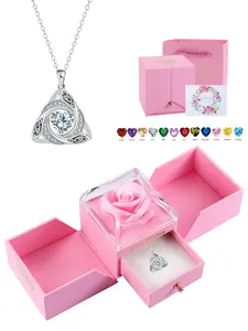 Keltic Birthstone Necklace Pendant, Elegant Jewelry Gift for Mom Wife Friend, Birthday Graduation Holiday Present with Box