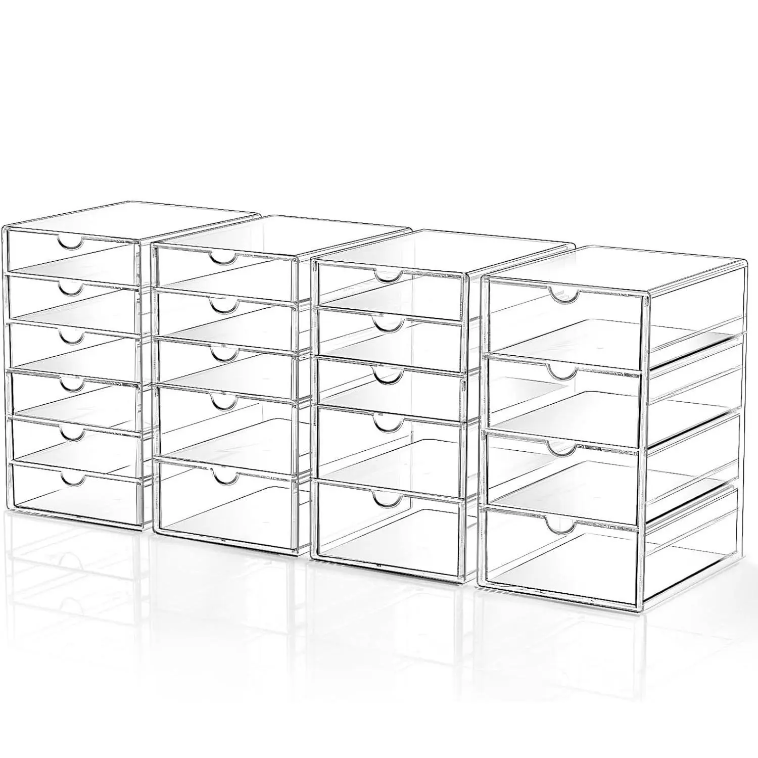Makeup Drawer Storage Organizer with 20 Drawers, 4 Set Acrylic Organizer for Makeup, Office, Jewelry, Pen, Desktop, Bathroom, Bedroom
