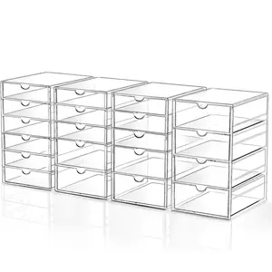 Makeup Drawer Storage Organizer with 20 Drawers, 4 Set Acrylic Organizer for Makeup, Office, Jewelry, Pen, Desktop, Bathroom, Bedroom