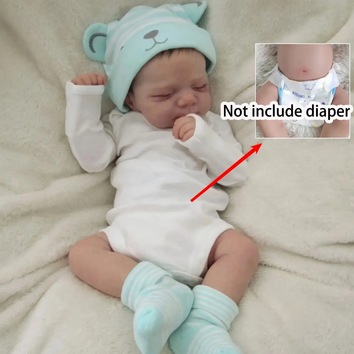 GUESSBELLY 48cm 19inch Full Body Soft Vinyl Reborn Baby Doll with 3D-Paint Skin and Visible Veins Like Real Sleeping Bebe Newborn Bathe Toy for Children Birthday Gift