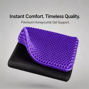 Gel Seat Cushion with Non-Slip Cover, Honeycomb Breathable Chair Pad, Ergonomic Support for Office Chair, Car Driving, Computer Desk and Wheelchair