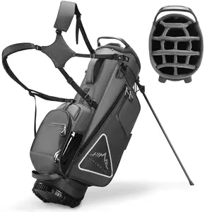 Golf Stand Bag 14 Way Top Dividers– Durable Golf Bag with Stand Multiple Pockets and Detachable Dual Strap & Dust Cover, Golf Club Bag for Men & Women