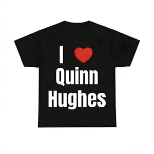 Comfortable Cotton TShirt Featuring I Heart Quinn Hughes Graphic for Game Day Fans