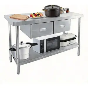 Stainless Steel Table with Drawers, 48"X24" Prep Table for Commercial Kitchen, Heavy-Duty Work Tables Workbench with Adjustable Undershelf for Home Kitchen Restaurant Garage
