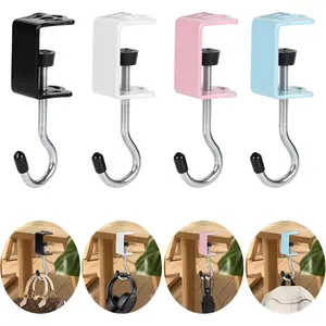 4 Pack Heavy-Duty Purse Hooks for Table & Desk - 50lb Capacity High-Strength Alloy Hanger, Multi-Use Organizer for Handbag, Backpack, Headphone, Space-Saving Office Table Accessories (Multicolor)
