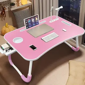 Folding Lap Desk With Cup Holder Portable Laptop Stand For Bed Laptop Desk Bed Table Tray With Drawer Eating Table For Bed Sofa Couch Floor
