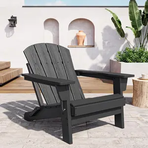Folding Adirondack Chairs, HDPE Wood‑Look Foldable Fire Pit Chairs, 380 lbs Capacity for Patio, Garden & Camping