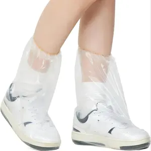 Disposable Waterproof Shoe Covers, 10 Pairs Clear Non-Slip Plastic Rain Boot Covers for Adults, Durable Tear-Resistant Protection for Travel, Commuting & Water Parks (Clear)