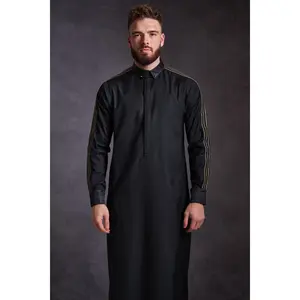 Black Royalty Thobe - Elegant Designer Muslim Wear from London