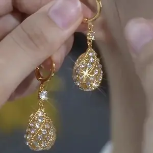 LisiZen Water Drop Earrings for Women, 2025 Trend Luxury Chic Jewelry, Korean Short Dangle Elegant Everyday Statement Design DZEH3227