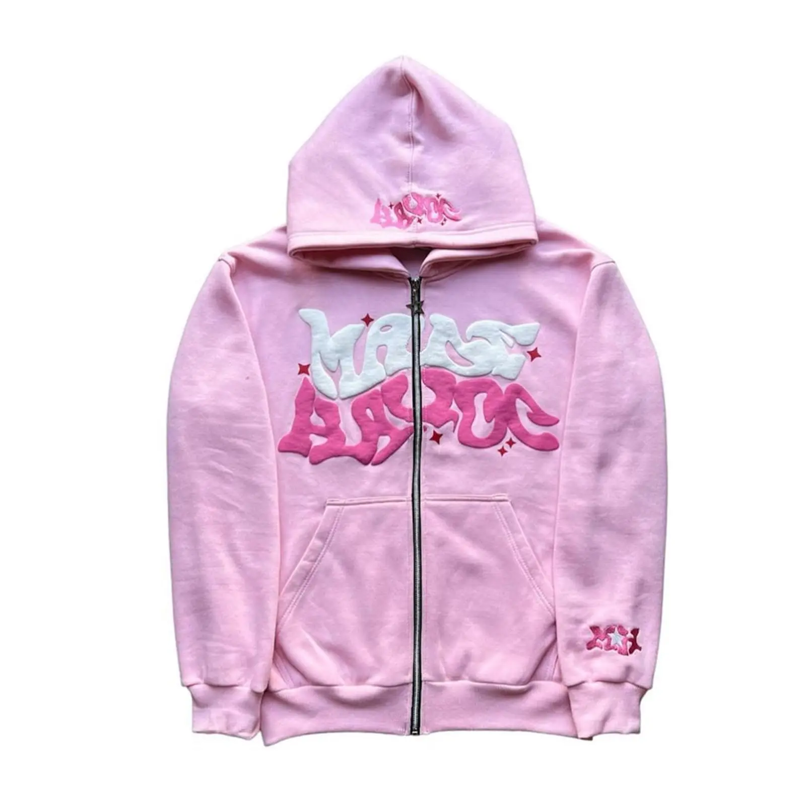 Y2k Hoodies Puff Print Hoodie Grunge Graphic Zip Up Hoodies Y2k Jacket Hip Hop Streetwear Aesthetic Sweatshirts