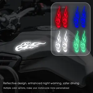 2pcs Motorcycle Luminous Stickers - Waterproof Reflective Vehicle Stickers for Fuel Tanks and Helmets, Multi Color Flame Design, Enhanced Night Visibility Motorcycle Accessories, Motorcycle Stickers, Night Visibility Enhancement