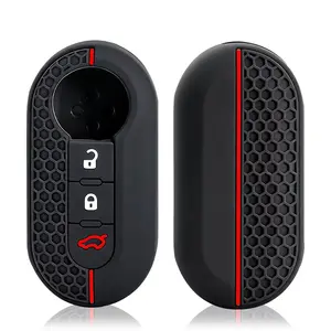 3 Buttons Silicone Car Key Case Cover for Fiat 500 Flip Folding Remote Key Shell for Fiat Punto Panda Car Accessories