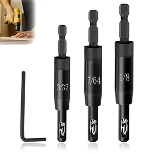 2026 Upgraded Self Centering Drill Bit Set Vix Bits, 3/32" 7/64" 1/8" Center Hinge Drill Bit for 1/4In Hex Shank Drills, Installing Hinge & Drilling Pilot Hole, Ultra-Hard Steel, High-Precision,Summervibes -MM1