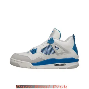 Retro Mid-Top Sneakers featuring White Smooth Leather and Light Grey Suede Panels, paired with Military Blue Mesh Fabric and Plastic Support Accents