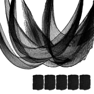 Set of 5 Halloween Creepy Cloth Decoration - White Gauze Cloth Decor - Indoor Outdoor Spooky Halloween Party Supplies