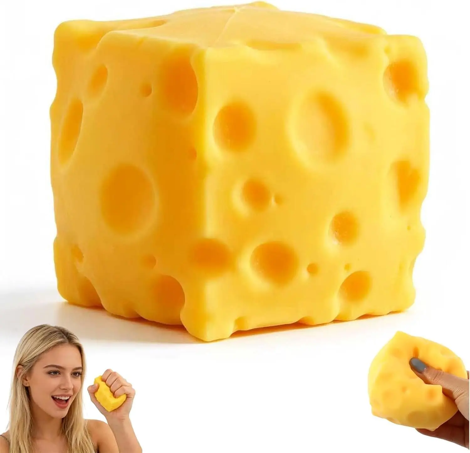 Cheese Squishy Slow Rising, Squishy Squeeze Yellow Cheese Block, Soft Novelty Toy, Stress Balls for Adults Rebounding Sensory Squishys Cheese (2.76inch )