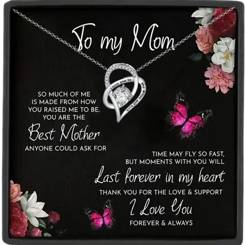To My Mom Heart Pendant Necklace Gift Mom Gifts Perfect for Birthday Mother Day Christmas Love Necklace Heart Design Necklace