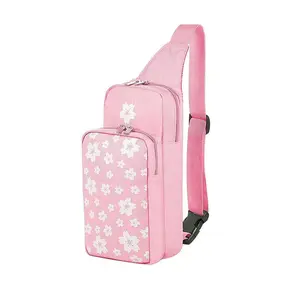 Cherry Blossom Switch Backpack - Pink Fabric with Floral Pattern, Adjustable Strap, and Zippered Closure