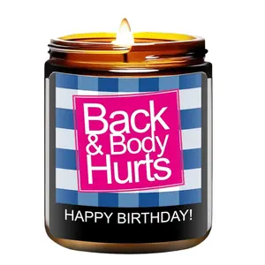 Funny Happy Birthday Candle, Tea Party Candles, Scented Candles, Unique Happy Birthday Gifts for Women and Men, Fun Gift Ideas for 30th, 40th, 50th and 60th Birthdays, Back and Body Hurts Candle, Long-Lasting Scent, Gift-Ready
