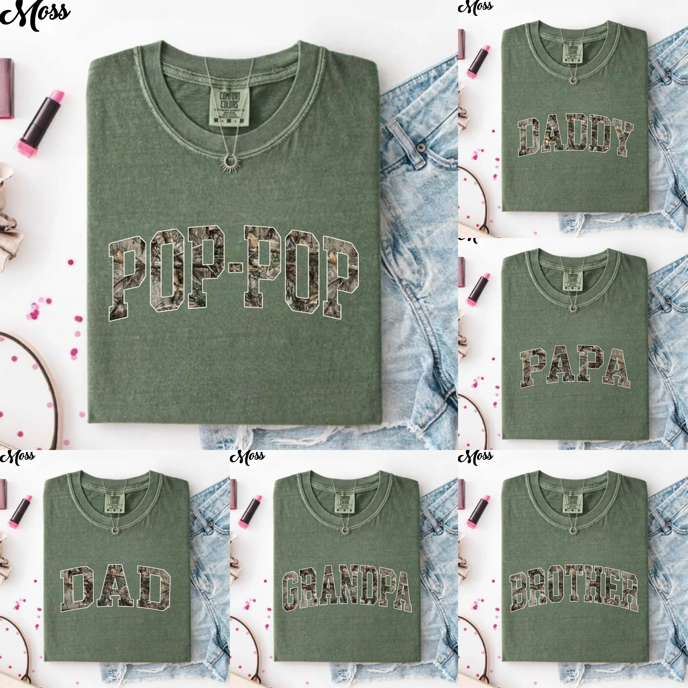 Custom Pop Pop Comfort Colors T-Shirt, Personalized Hunting Letter Dad Papa Daddy Grandpa Brother Graphic Tee, Family Name Shirt, Father’s Day Gift For Men.