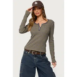 Roma Striped Henley Top