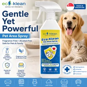 Eco-Klean Pet Area Freshening Spray,500ML Fragrance-Free & Alcohol-Free, Gentle Odor Care for Dog & Cat Spaces, Made in Singapore
