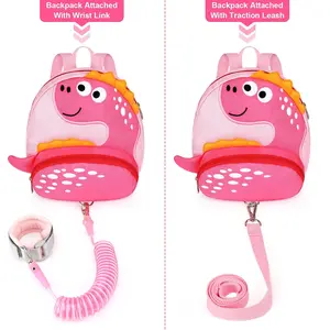 Cute Dinosaur Toddler Harness Backpack – Anti-Lost Wrist Link Leash, Mini Protection Backpack for 1-3 Years Girls