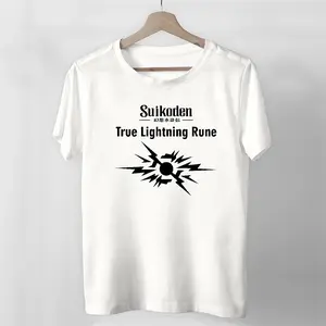 Suikoden True Lightning Rune Gift T Shirt For Men Women Girls Unisex Funny Cool Tee Short Sleeve Love Shirt white