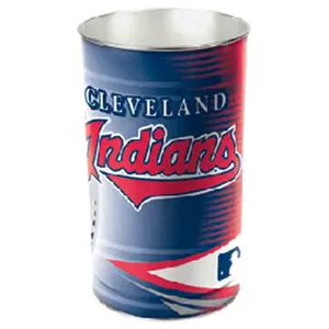 212 MAIN Cleveland Indians Metal Wastebasket - 15 in, Bright Colors, Printed Graphics, Sports Collectibles Accessory for Rec Room, Bathroom, Team Spirit Decor