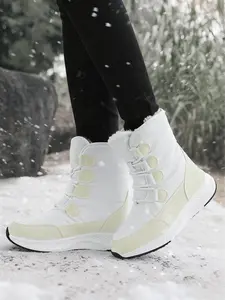 Women's High-Quality Winter Outdoor Snow Boots, Waterproof Walking Comfortable Mid-Calf Warm Fuzzy Hiking Shoes for Daily Wear