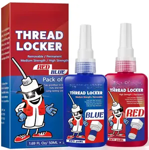 Thread Lock Blue and Red, Medium and  Strength Threadlocker, Thread Locker for Nuts, , Fasteners and Metals, Anaerobic Curing Screw Glue to  Loosening (Blue and Red)