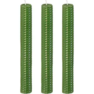 Green Beeswax Taper Candles, 0.87 inch x 7.87 inch Hand-Rolled, Unscented,  Beeswax, Long  Time, Flat Top (Pack of 3), for Weddings, Dinner Parties, Spas, and  Decor