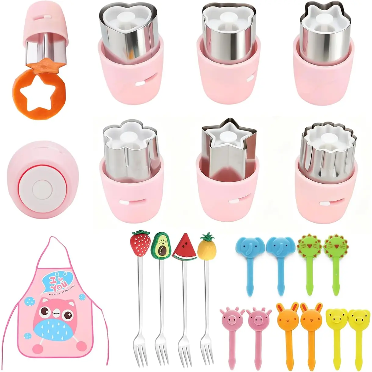 20Pcs Cookie Cutters & Biscuit Cutter Set - Multi-Shape Fruit/Vegetable Cutters for Kids Lunch Accessories, Food-Grade Stainless Steel Molds for Home Baking