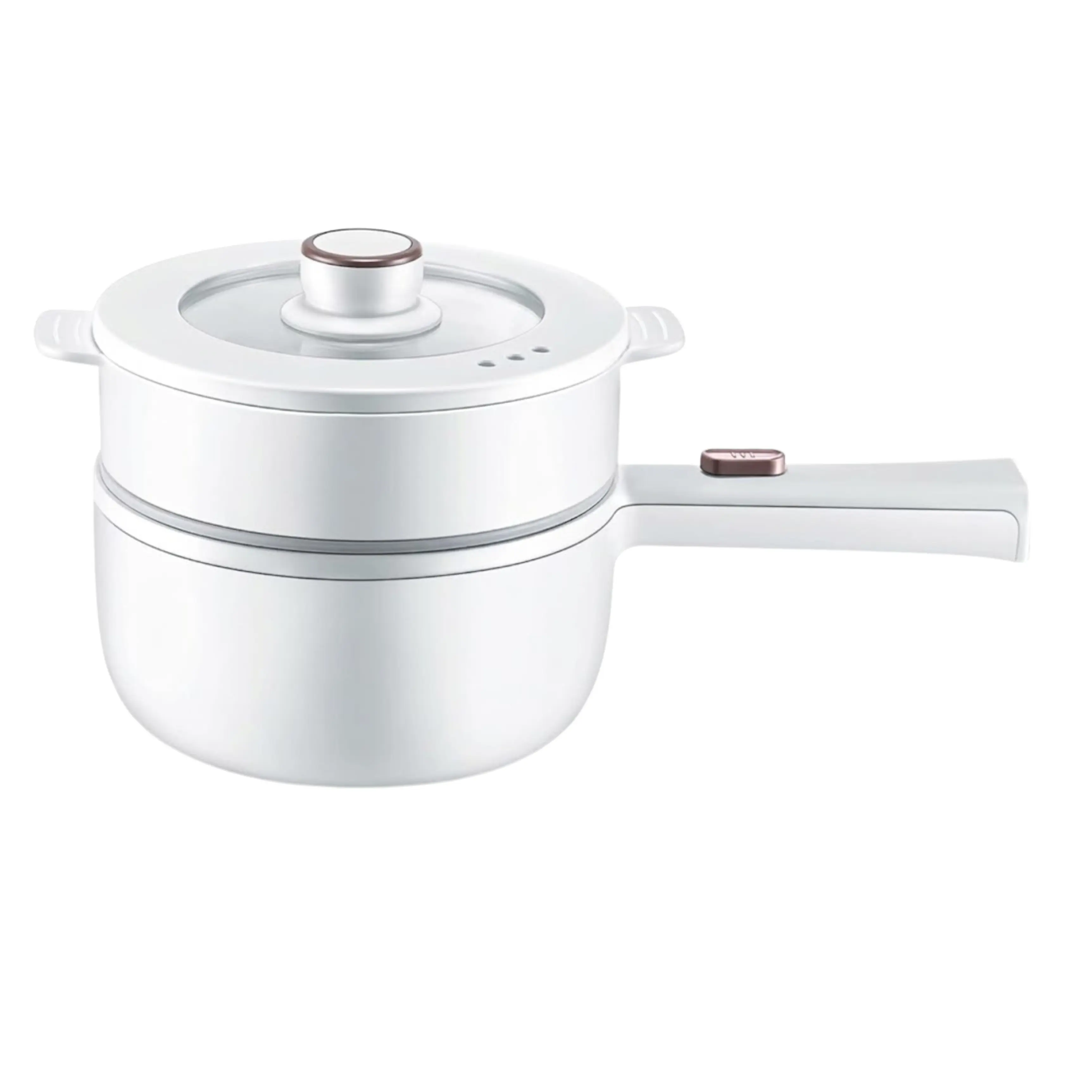 1.6L Corded Compact Electric Hot Pot with Stainless Steel-Ceramic Non-Stick Steamer, Rapid Heating, Adjustable Power for Ramen, Eggs, Soup, Portable Dorm Kitchen Mini Cooker