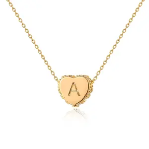 Fettero exquisite mini heart-shaped necklace for girls, small and beautiful style, A-Z 26 initials heart-shaped pendant necklace golden  necklace
