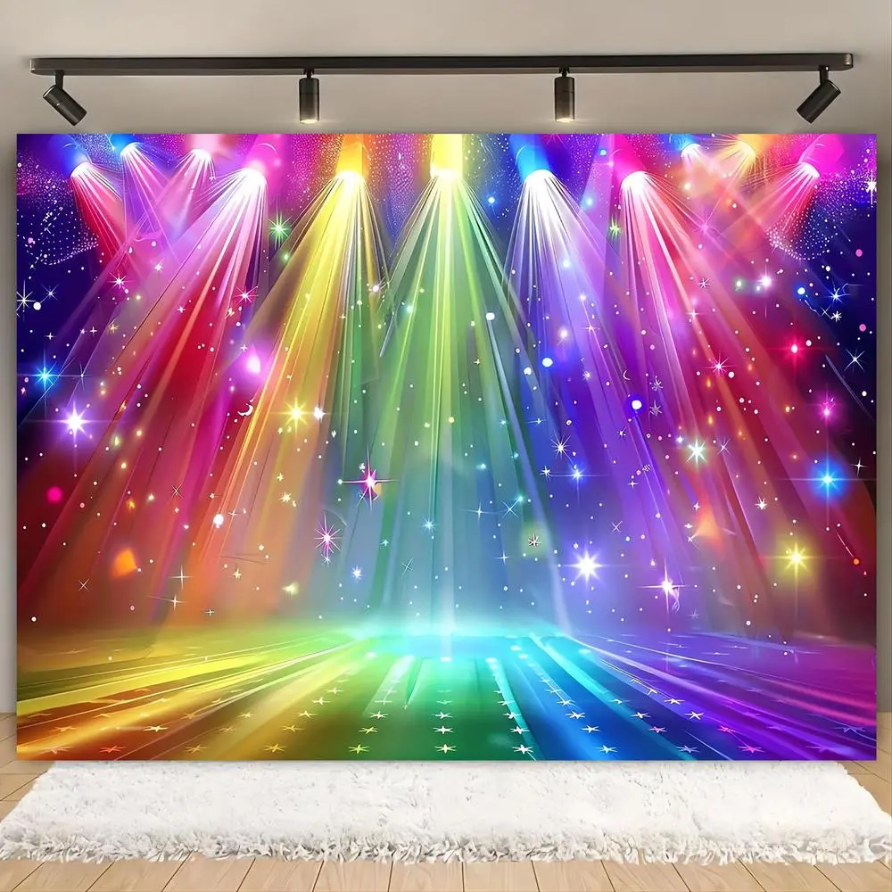 Polyester 1-Piece 2D Flat Firework Print Backdrop Banner - Reusable Stage Lighting, Happy Birthday Children's Ceremony Decor, Photo Booth Prop