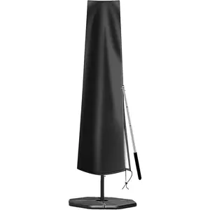 Patio Umbrella Cover for 9ft to 12ft Outdoor Umbrellas - 420D  Garden Market Umbrella Cover Outside Parasol Covers with Zipper for Deck Pool Beach Umbrellas, Black