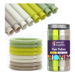 Special Supplies Fun Pull and Pop Tubes for Kids Stretch, Bend, Build, and Connect Toy, Provide Tactile and Auditory Sensory Play, Colorful, Heavy-Duty Plastic by Special Supplies: 8-Pack (Camo)
