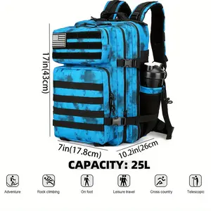 6.6gal Backpack Small Backpack For Men And Women Assault Pack Outdoor Travel Hiking Rucksack With Molle Webbing