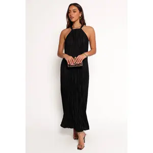Women's Casual Melody Plisse Halter Maxi Dress - Black