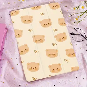 Case for iPad for Apple iPad Protective Cover Yellow Bear Suitable for iPad 9 Protection Sleeve 2021 Side Sticker Stand Tablet Shell iphpad 10. 2 Inch Cartoon Air5 with Pencil Slot12. 9 apple2020 Transparent Shockproof Pro11/Air4th /air 5th 10. 9-inch 7/