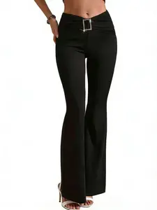 Women's Casual Pants V-Back Flare Yoga High Waist Butt Lifting Elastic Stretchy Straight Leg Jeans, Comfortable & Stylish Daily Wear