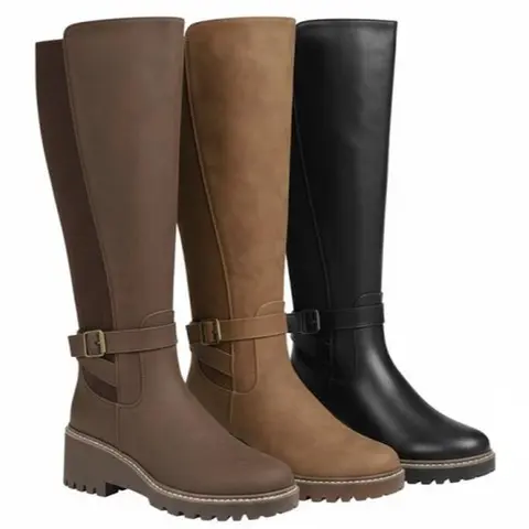 Anahi- Stretch Back Panel, Chunky Boot (Wide Calf Friendly)